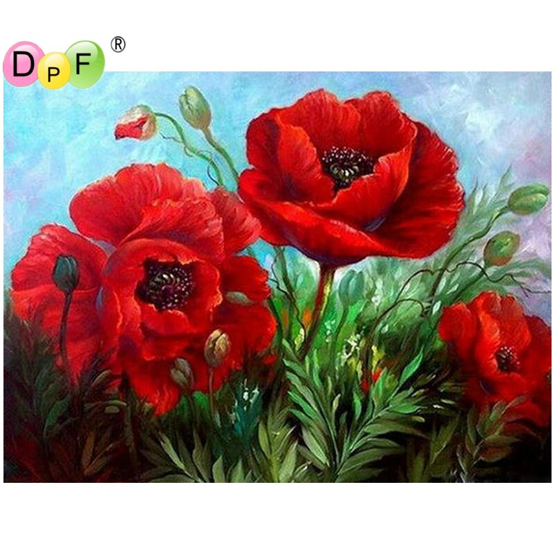 Red Poppies - DIY 5D Full Diamond Painting