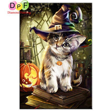 Load image into Gallery viewer, Halloween Cat - DIY 5D Full Diamond Painting
