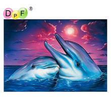 Load image into Gallery viewer, Dolphins Evening - DIY 5D Full Diamond Painting
