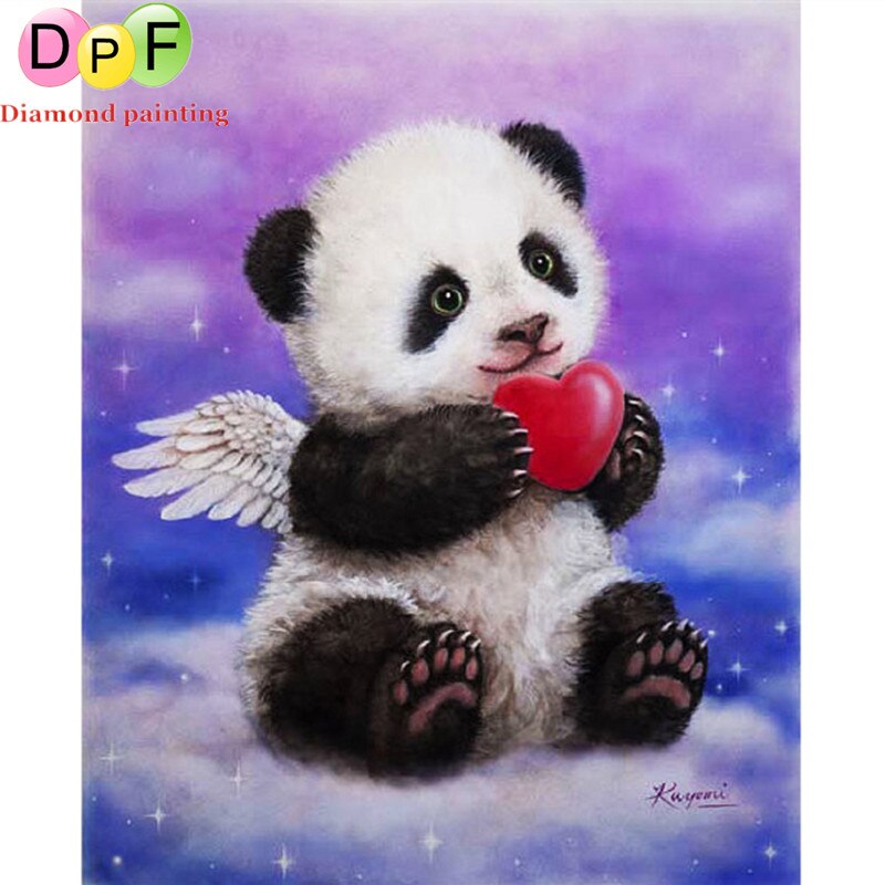 Pandas Big Heart - DIY 5D Full Diamond Painting