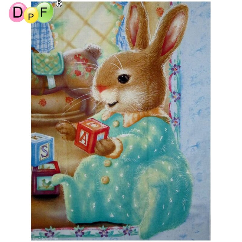 Rabbit Playing - DIY 5D Full Diamond Painting