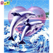 Load image into Gallery viewer, Dolphin Love - DIY 5D Full Diamond Painting
