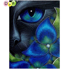 Load image into Gallery viewer, Blue Eye Black Cat - DIY 5D Full Diamond Painting
