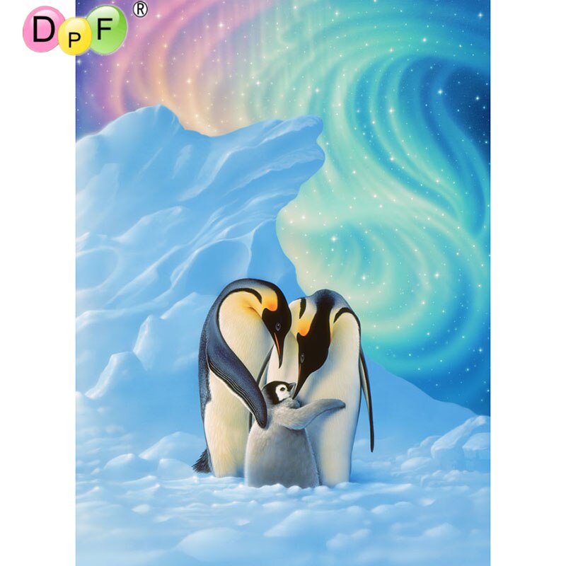 Polar Lights For Penguins  - DIY 5D Full Diamond Painting