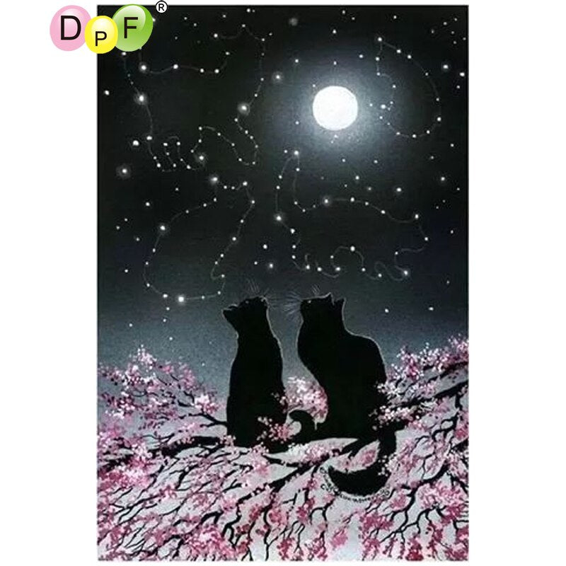 Black Cats Night - DIY 5D Full Diamond Painting