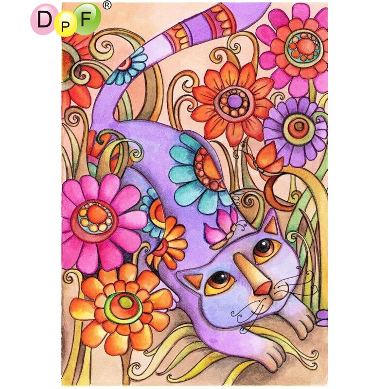 The Flowers Cat - DIY 5D Full Diamond Painting