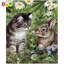 Load image into Gallery viewer, Rabbit and Cat - Diy 5d Full Diamond Painting
