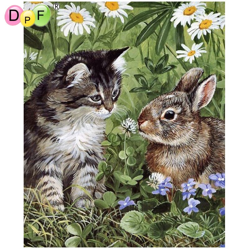Rabbit and Cat - Diy 5d Full Diamond Painting