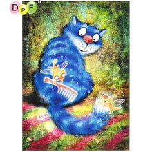 Load image into Gallery viewer, Blue Cat Elves - Diy 5d Full Diamond Painting
