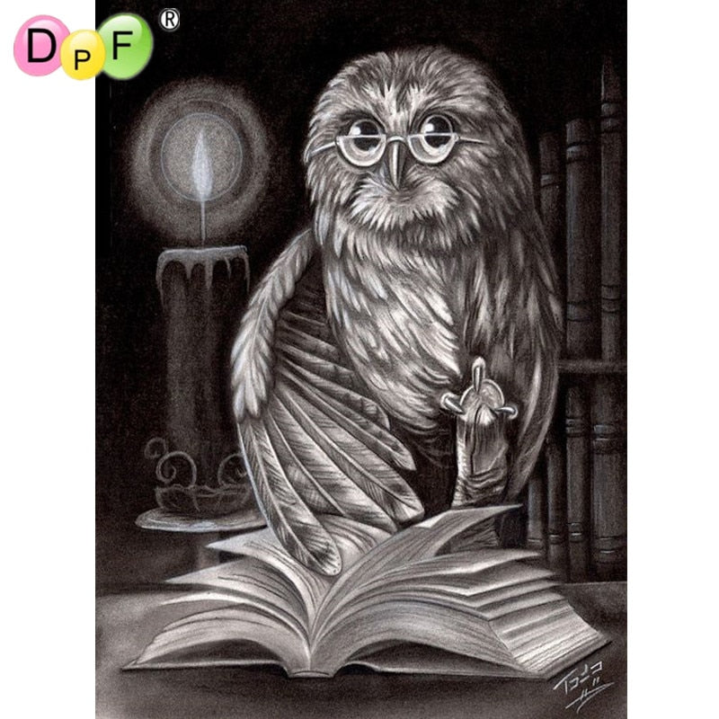 Reading Owl - Diy 5d Full Diamond Painting