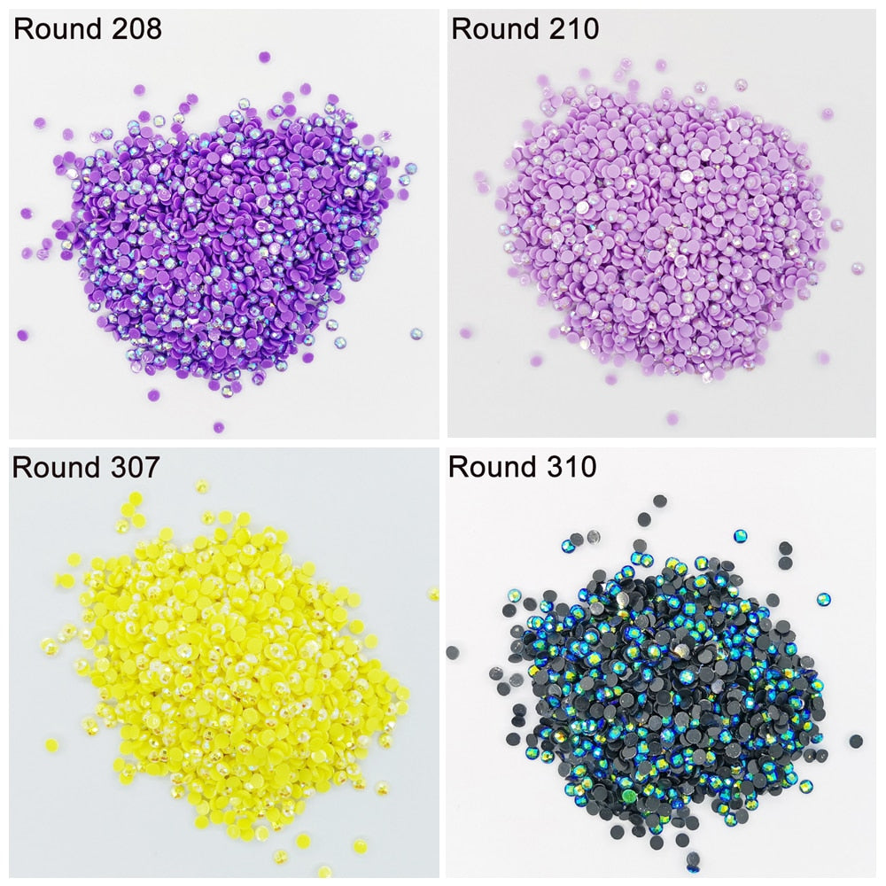 Stones Resin - AB - ROUND - diff. Colors - 4000 pcs