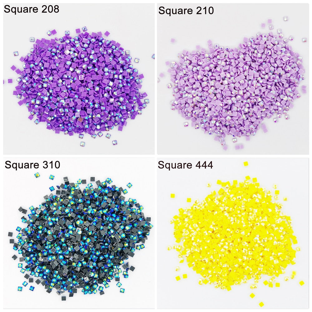 Stones Resin - AB - SQUARE - diff. Colors - 4000 pcs