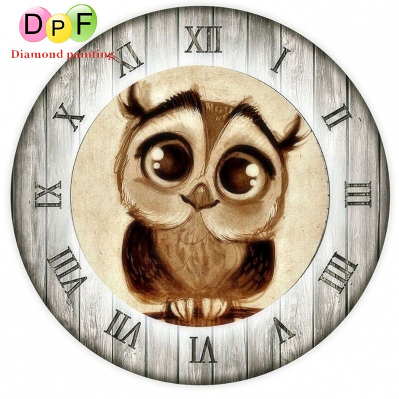 Sweet Owl Clock - DIY 5D Full Diamond Painting